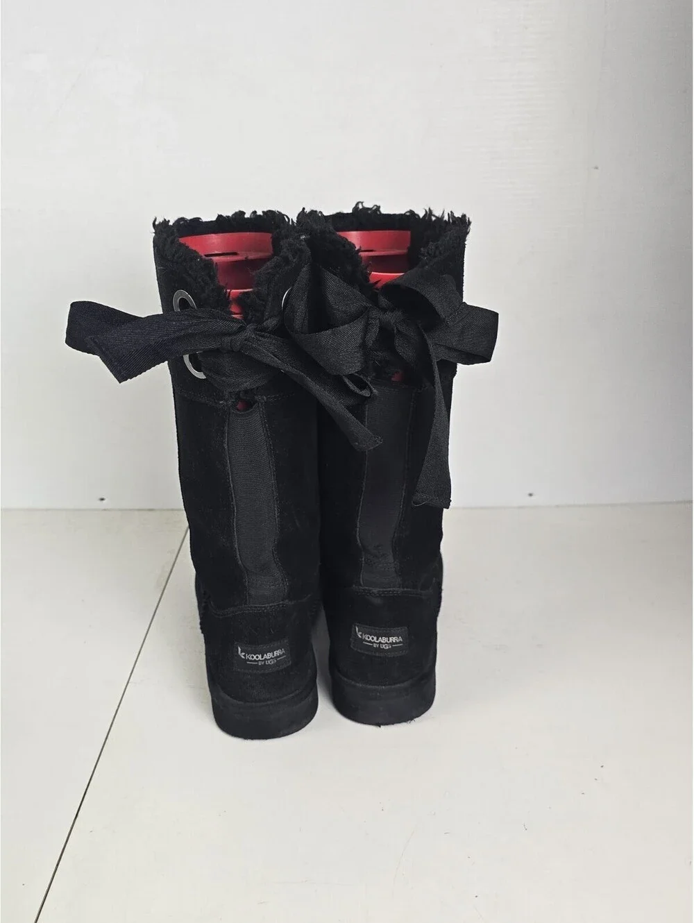 Koolaburra by UGG Andrah Tall Black Suede Fur Boots Womens Sz 8